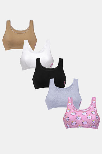 Buy D'Chica Pack of 2 Non Padded Non Wired Skin & White Beginner Bras For  Girls online