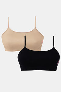 Buy Dchica Double Layered Non Wired Full Coverage Bralette (Pack Of 2) - Skin Black