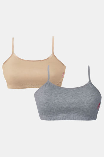 Buy Dchica Double Layered Non Wired Full Coverage Bralette (Pack Of 2) -  Skin Grey at Rs.649 online