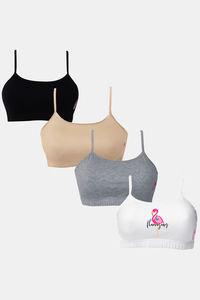 Buy Dchica Double Layered Non Wired Full Coverage Bralette (Pack Of 4) - Assorted