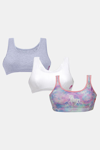 Buy Dchica Double Layered Non Wired Full Coverage Bralette (Pack Of 3) -  Purple White Grey at Rs.1399 online