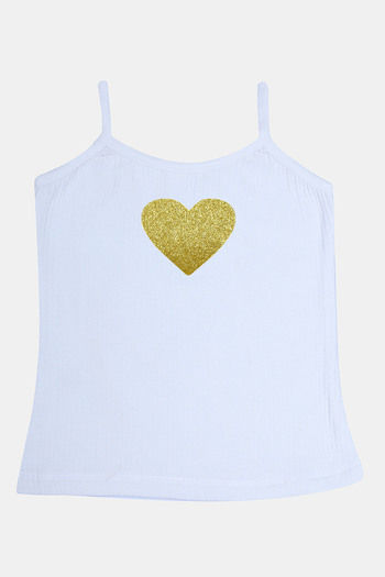 Girls Vests 3 Pack Mini Heart Print White CAMI Vest Tops 