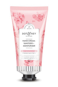 Buy Dot & Key Hand Cream : Sanitizer + Moisturizer (Rose Geranium & Shea) (60gm)