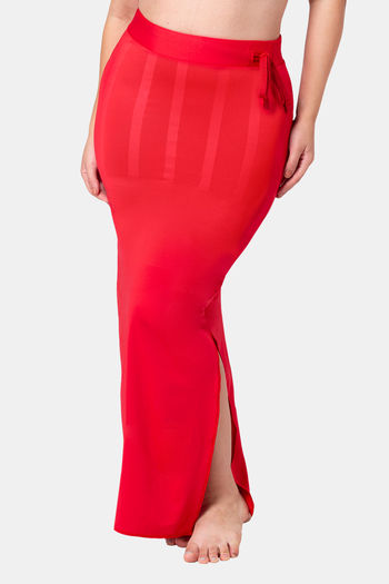 dermawear Women Blended Fabric Saree Shapewear Petticoat (Red&Bleck)