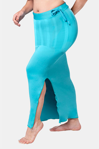 Buy Dermawear Body Sculpting Slit Saree Shapewear - Turquoise Blue