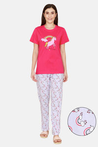 Buy Evolove Women's Cotton Pyjama Set - Red