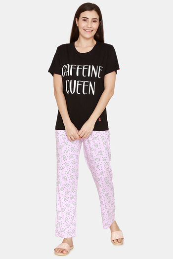 Buy Evolove Cotton Pyjama Set Black White Pink at online