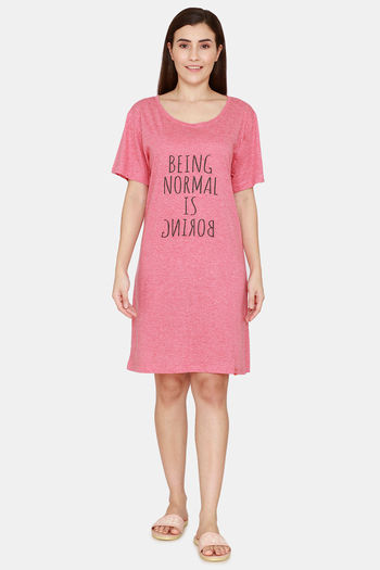Buy Evolove Women's Cotton Blended Night Dress - Red Melange