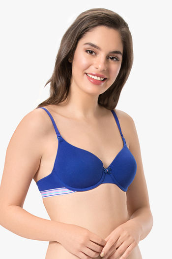 Buy Every de By Amante Sassy Stripes Padded Wired Full Coverage T-Shirt Bra - Royal Blue