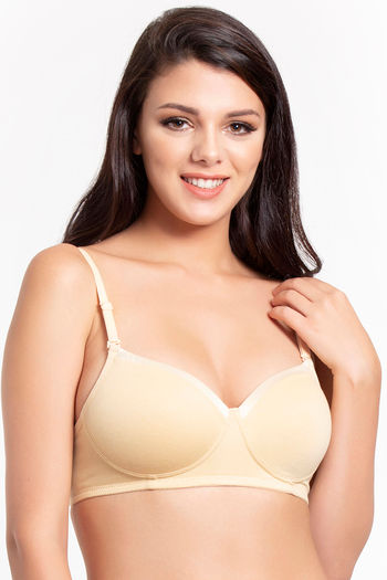 Buy Envie Single Layered Non-Wired Medium Coverage Bra - Nude at