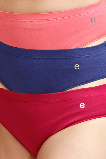 Buy Enamor Women Pack Of 3 Assorted Mid Waist Full Coverage Cotton  Antimicrobial Briefs CR02 - Briefs for Women 2295681