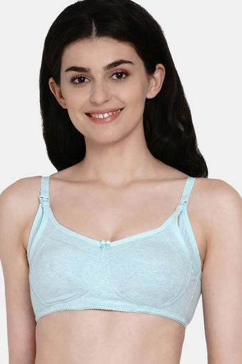 Buy Enamor Double Layered Wirefree Full Coverage Bra - Blue at Rs