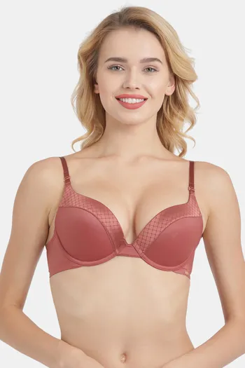 Buy Enamor Plunged Wired Push Up Bra - Brown at Rs.1399 online