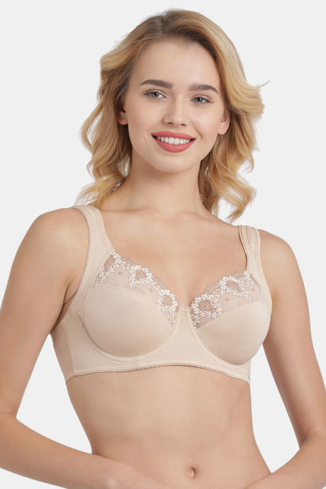 Buy Enamor Single Layered High Wired Lace Bra - Beige at Rs.1249