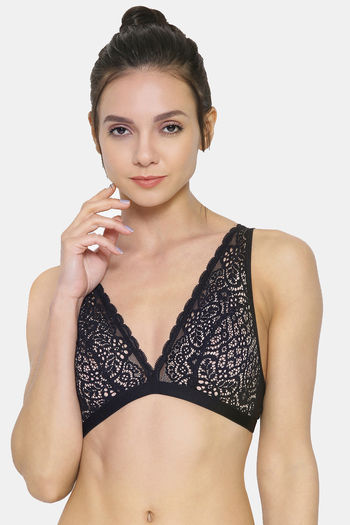 Buy Parfait Double Layered Wirefree Lace Bralette - Black at Rs