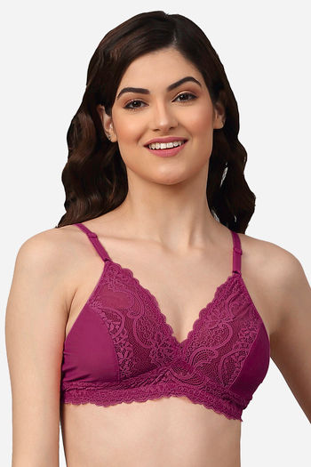 Buy Erotissch Lightly Lined Non Wired Medium Coverage Bralette - Purple at  Rs.934 online