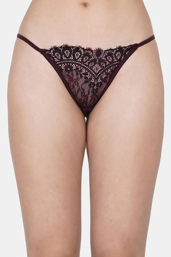 Erotissch Women Black Animal Print Low-Rise Thong Briefs Panty (L)