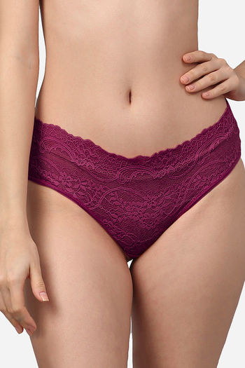 Buy Erotissch Low Rise Half Coverage Hipster Panty - Purple
