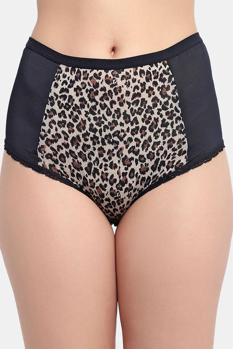 Erotissch Women Black Animal Print Low-Rise Thong Briefs Panty (L)