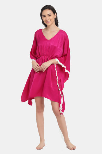 Buy Erotissch Knee Length Kaftan Nightdress Pink at Rs.2549