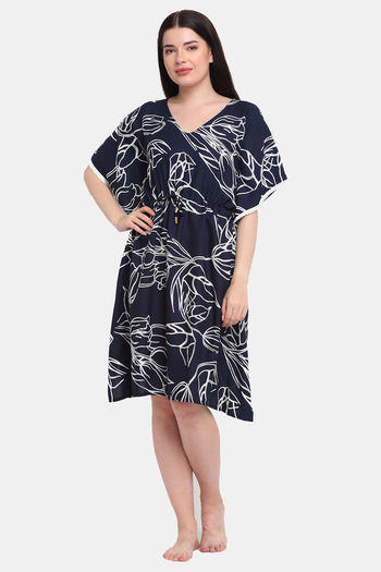 Buy Erotissch Knee Length Kaftan Nightdress - Blue at Rs.1779 online