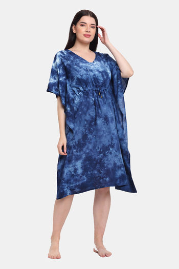 Buy Erotissch Knee Length Kaftan Nightdress - Blue