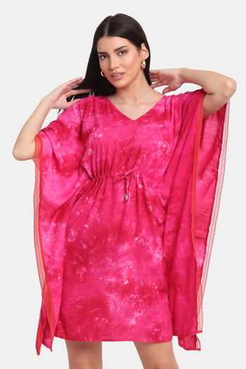 Buy Erotissch Knee Length Kaftan Nightdress - Pink