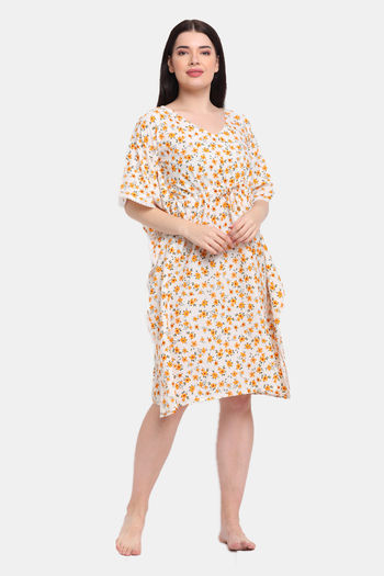 Buy Erotissch Knee Length Kaftan Nightdress - Yellow