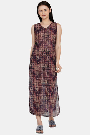 Buy Erotissch Beacy Nightdress - Print And Brown