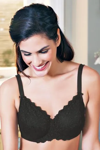 Buy Enamor Non Padded Underwired Ultimate Support Bra-Black at Rs.850  online