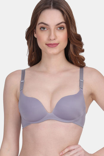 Buy Amour Secret Padded Non Wired Demi Coverage Push Up Bra - Grey