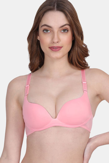 Buy Amour Secret Padded Non Wired Demi Coverage Push Up Bra - Pink