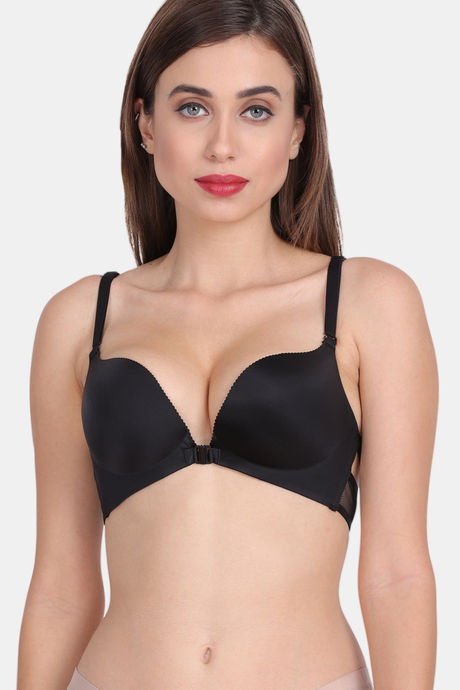 Buy Amour Secret Lightly Padded Wired Demi Coverage Push Up Bra - Black at  Rs.260 online