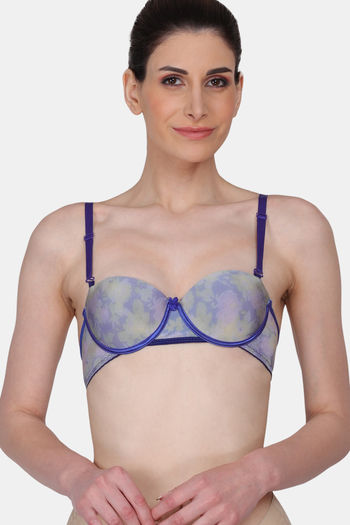 Buy Amour Secret Lightly Padded Wired Demi Coverage Push Up Bra - Blue at  Rs.260 online