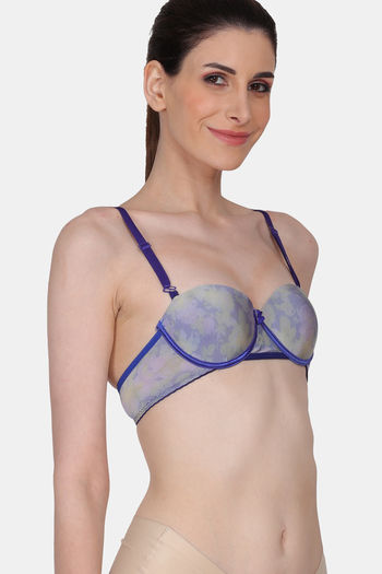 Buy Amour Secret Lightly Padded Wired Demi Coverage Push Up Bra - Blue at Rs.260  online