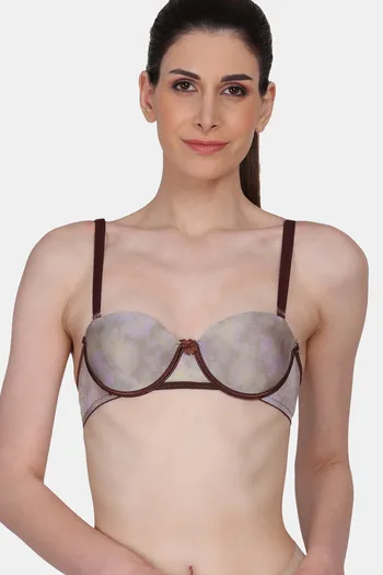 Buy Amour Secret Lightly Padded Wired Demi Coverage Push Up Bra - Brown