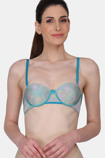 Rosaline by Zivame Blue & Pink Half Coverage Double Layered T-Shirt Bra -  Pack of 2