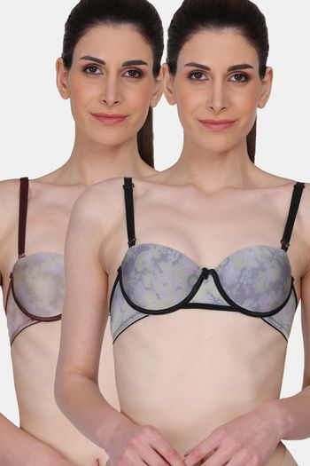 Buy Amour Secret Padded Wired Demi Coverage T-Shirt Bra (Pack of 2) - Black Brown