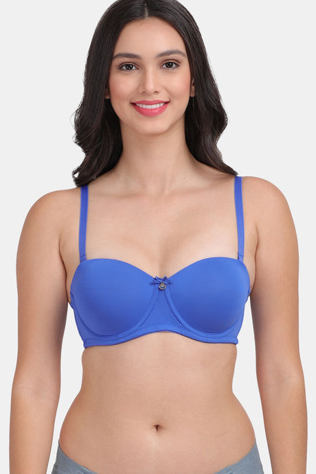 Buy Amour Secret Padded Wired Demi Coverage Push Up Bra - Blue at