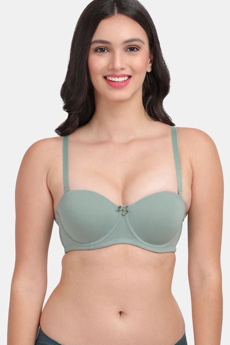 Amour Secret Padded Wired Demi Coverage Push Up Bra - Green