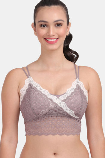 Buy Level 1 Push-up Non-Wired Demi Cup Bra in Mauve - Lace Online