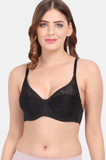 Buy Zivame Summer Lace Youthful Lift Black Bra With Low Rise Hipster Panty  at Rs.1350 online
