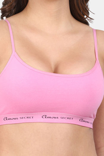 Buy Amour Secret Double Layered Non-Wired 3/4Th Coverage Cami Bra - Pink at  Rs.430 online