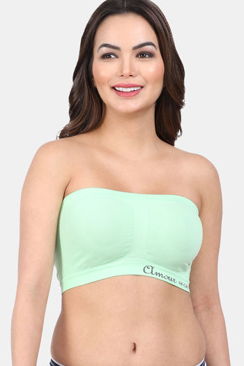 Plus Size Invisible Bandeau Bra for Women Seamless Non Padded Bras Fully  Support Bralettes Crop Tube Tops (Color : Dark Green, Size : XL/X-Large)