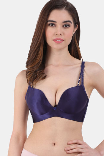 Buy Amour Secret Padded Non-Wired Medium Coverage Push-Up Bra - Blue
