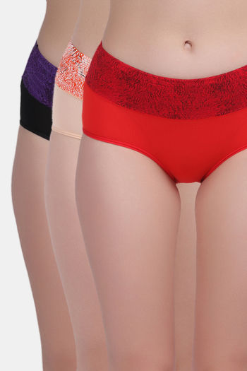 Buy Amour Secret Mid Rise Full Coverage Hipster Panty (Pack of 3) - Assorted