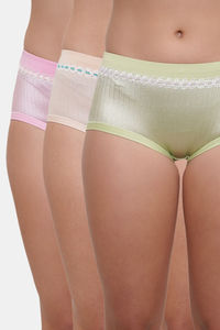 Buy Amour Secret 3/4th Coverage Mid Rise Hipster Panty (Pack of 3) - Green Nude Pink