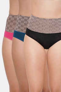 Buy Amour Secret 3/4th Coverage High Rise Hipster Panty (Pack of 3) - Black Blue Pink