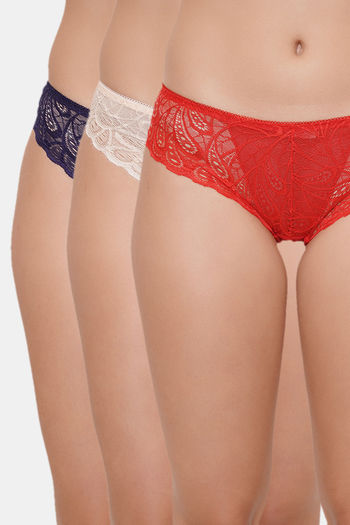 Buy Amour Secret Low Rise Three Fourth Coverage Bikini Panty (Pack of 3) - Assorted