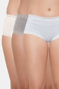 Buy Amour Secret Full Coverage Mid Rise Hipster Panty (Pack of 3) - Blue Grey Skin